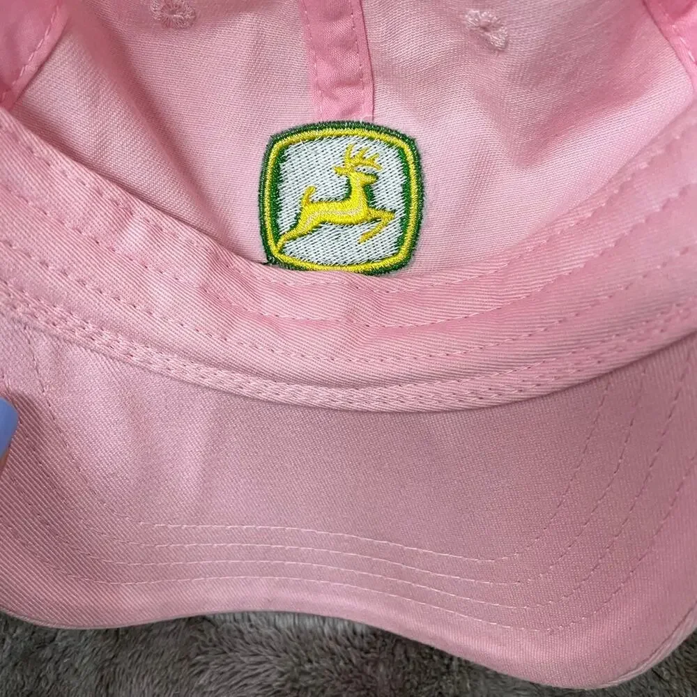 Pink John Deere Hat Green Emblem Ladies Yellow Deer Adjustable Strap Farm Girl